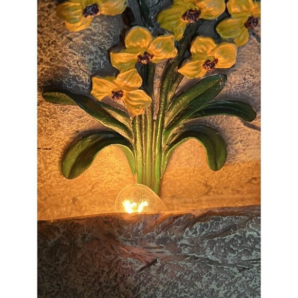 Vintage Slate Decorative Night Wall Lamp Standing Floral Butterfly Design 11” - Picture 5 of 12